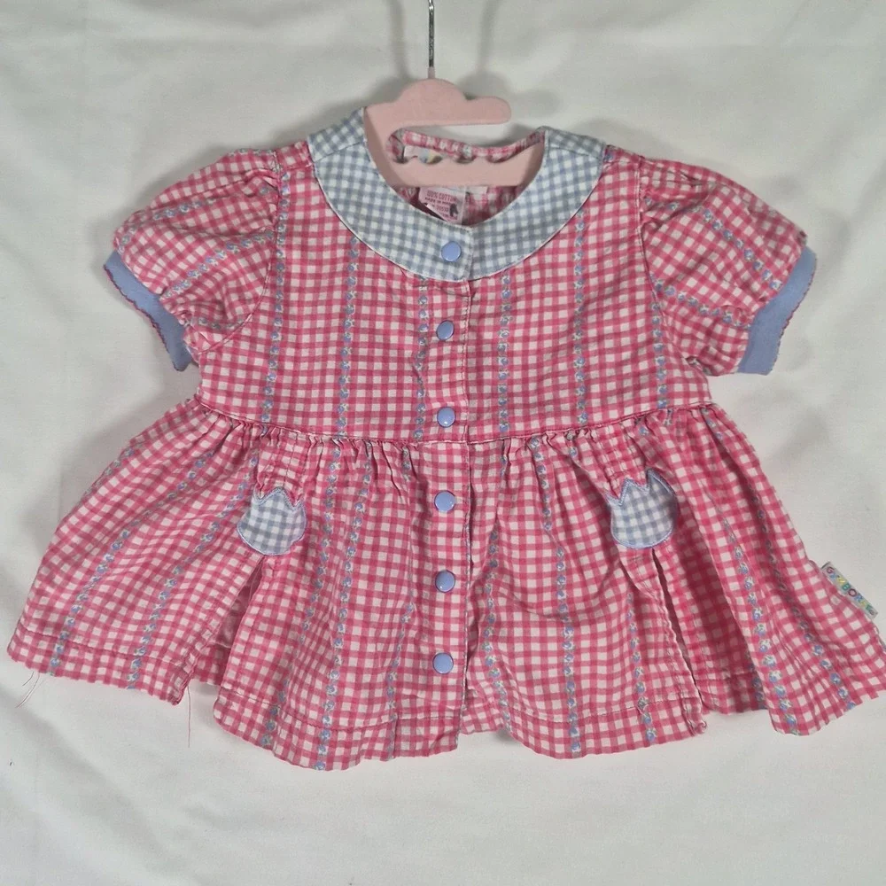 Vintage Gymboree Baby Girl 3 Piece Outfit Set 12 18M Gingham Jacket Top Pants